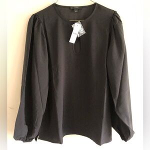 J.CREW NWT J.Crew Puff-sleeve satin-back crepe top S Small Black